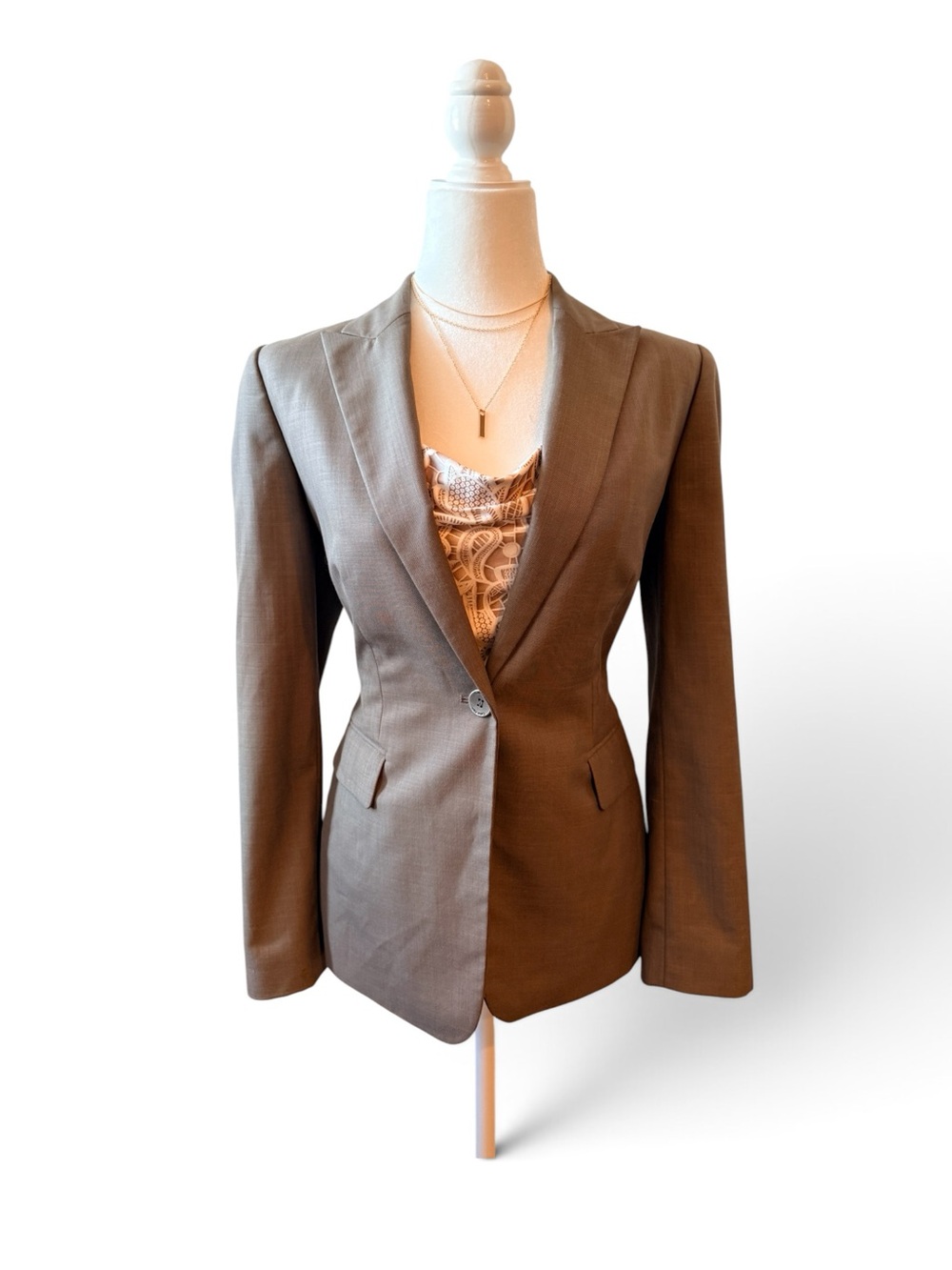 Calvin Klein Brown Single-Button Tailored Blazer